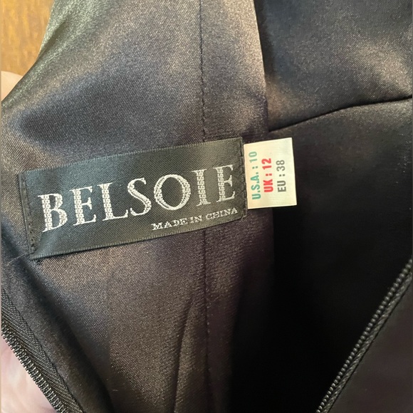 Belsoie Black Satin Grad/Bridesmaid Dress with Twist Front - Picture 7 of 7